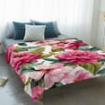 thumbnail image 4 of Pink Floral Blanket Soft Cozy Warm Throw Blanket for Couch, Plush Fuzzy Flannel Fleece Blankets for Sofa, Watercolor Flowers Leaves Plants Watercolor Bed Blankets Lightweight Gifts for Women, 30"x40", 4 of 9
