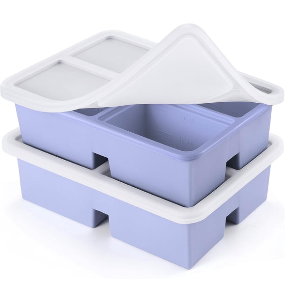 Bandejas de silicona para congelador BIONMAPLE, 1 taza con tapa, paquete de 2, color morado