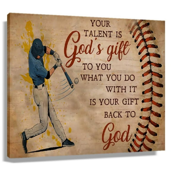 Baseball Faith Wall Art, Canvas Painting for Game Room, Bedroom, or Locker Room, Inspiring Purpose, Framed 12x18 in