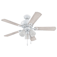 thumbnail image 5 of Prominence Home Miller Park 44" White Ceiling Fan with 5 Blades, 3 Arm Frosted Glass Light Kit, Pull Chains & Reverse Airflow, 5 of 8