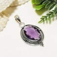 thumbnail image 2 of Purple Amethyst 925 Sterling Silver Pendant, 18X13 mm Oval Gemstone Pendant, Purple Pendant, Christmas Gift, Unique Jewelry Pendant V6143P149761, 2 of 4