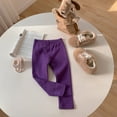 thumbnail image 2 of Bjutir Toddler Girls Pants Baby Leggings Ribbed Ruffle Solid Color Tight Stocking Bottom Pants Dark Purple 5-6 Years, 2 of 3