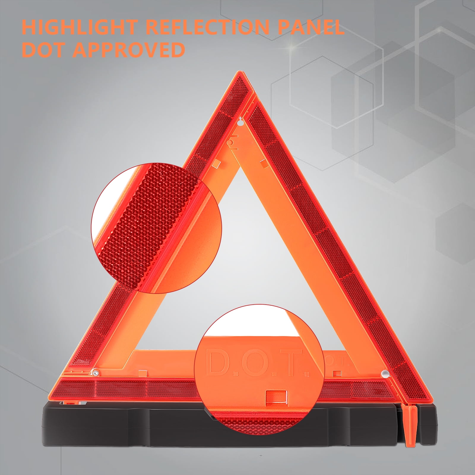 WORKKOOL Safety Triangles DOT Approved Emergency Reflector with Carry Case 3 Pack( Without Sand)