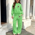 thumbnail image 4 of BXJX Girls Outfit Sets Long Sleeve, 2 Piece Fleece‑Lined Casual Hoodies and Sweatpants Kids Clothing Sets Green Size 5-6 T, 4 of 6