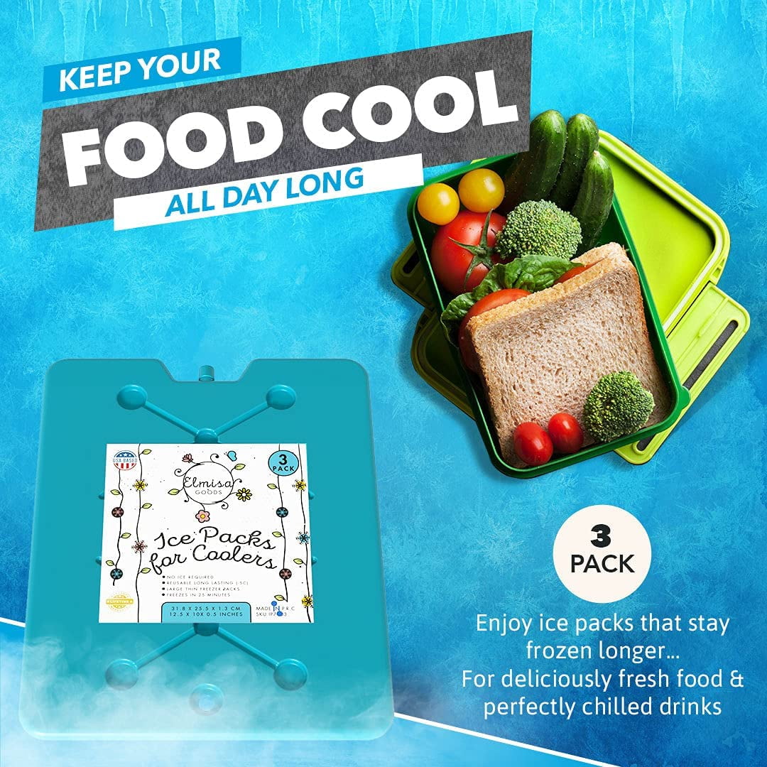  ViLoSa Ice Packs Lunch Box and Cooler Reusable ice Pack Kids  Keeps Food Cool Longer time Large ice Pack- Durable - Perfect Size - No  Leaks - No Smells - 4-Pack 