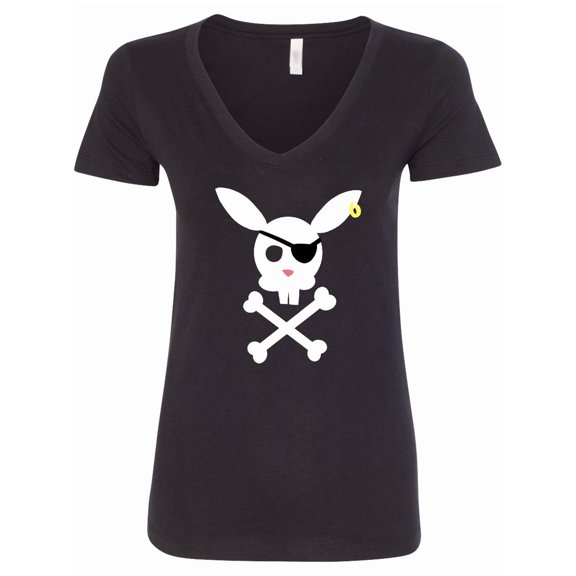 Inktastic Cute Easter Pirate Bunny with Eyepatch and Earring Women's V-Neck T-Shirt