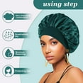 thumbnail image 6 of 4 Pack Silk & Satin Bonnets for Women/Men , Extra Wide Band Hair Wrap Cap for Curly & Natural Hair , Sleeping & Shower Protection (Black/Peacock Blue/Pink/Khaki), 6 of 6