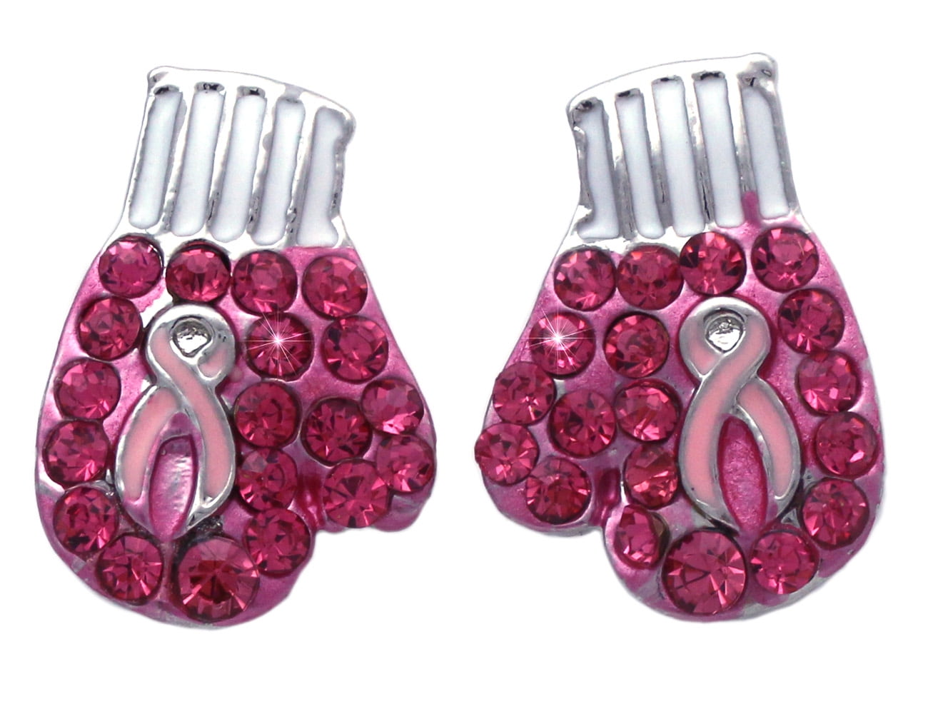 cocojewelry Support Breast Cancer Awareness Boxing Glove Stud Post