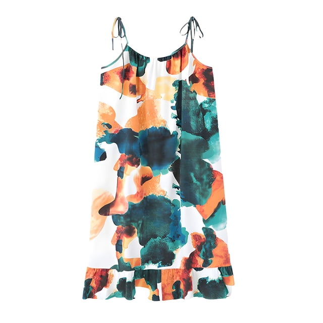 Sonducket Camisón de mujer con estampado floral, vestido de noche con cuello , ropa de dormir informal suelta para vacaciones en casa, blanco Type3 NO3