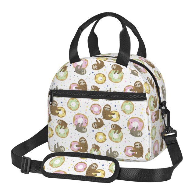 Easygdp Donut Sloth Caja de Almuerzo para Mujeres y Hombres, Bolsa de Almuerzo Insulada, Bolsas Reutilizables Impermeables para Viajes, Trabajo y Picnics