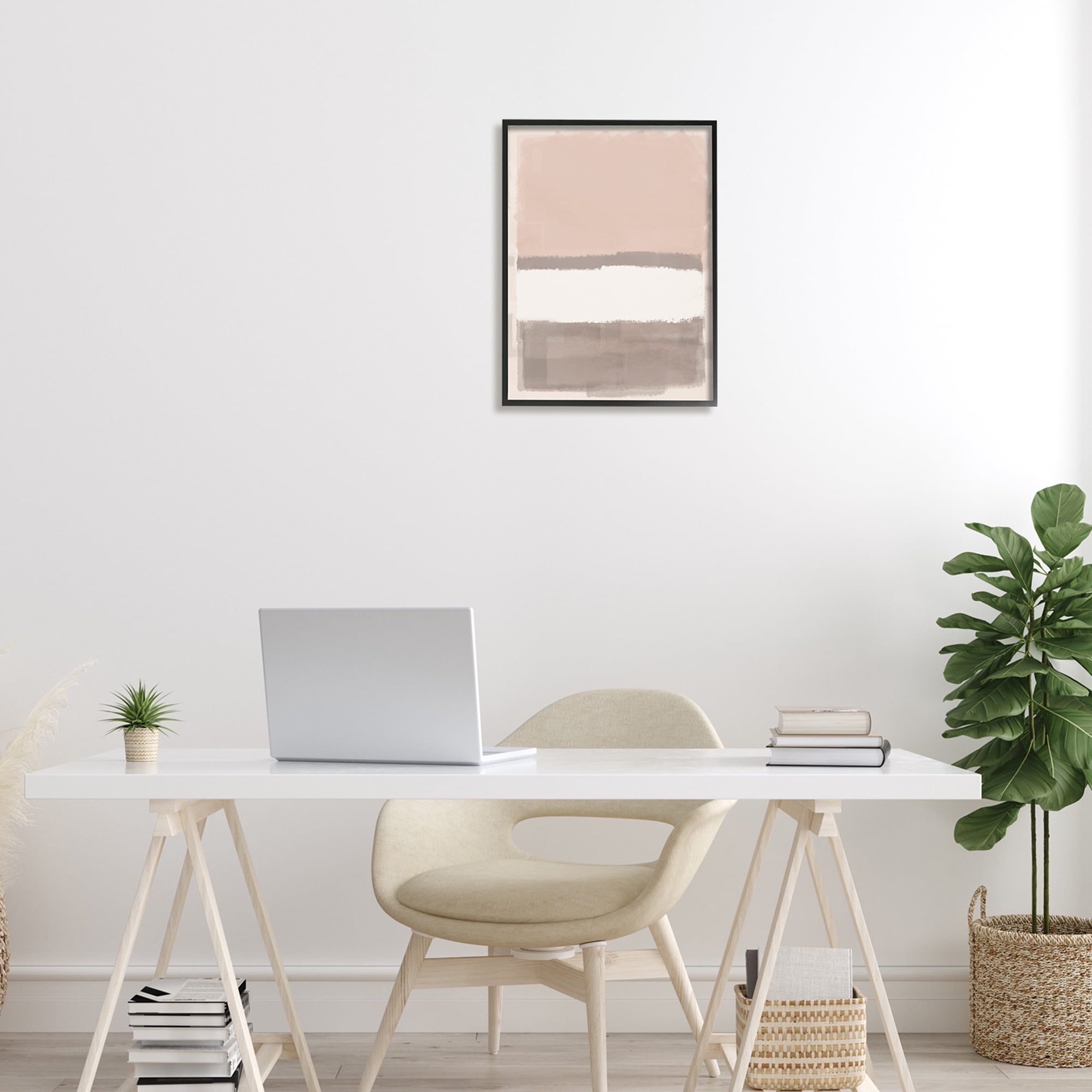 Stupell Industries Simple Abstract Watercolor Neutral Tones Collage Black Framed Art Print Wall Art, 16x20, by Marcus Prime