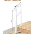 thumbnail image 2 of YUSAZENS 3 Step Outdoor Step Handrail, Aluminum Alloy Rail with Iron Support Column, White, Full Installation Hardware and Mounting Tools Included, 2 of 7