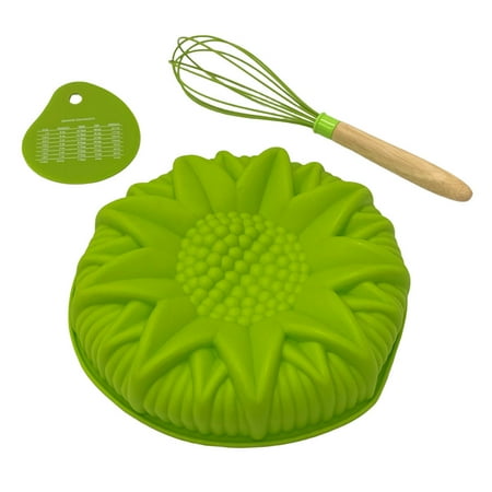 

Smart Home 9 Silicone Sunflower Cake Pan Baking Whisk & Scraper in Green