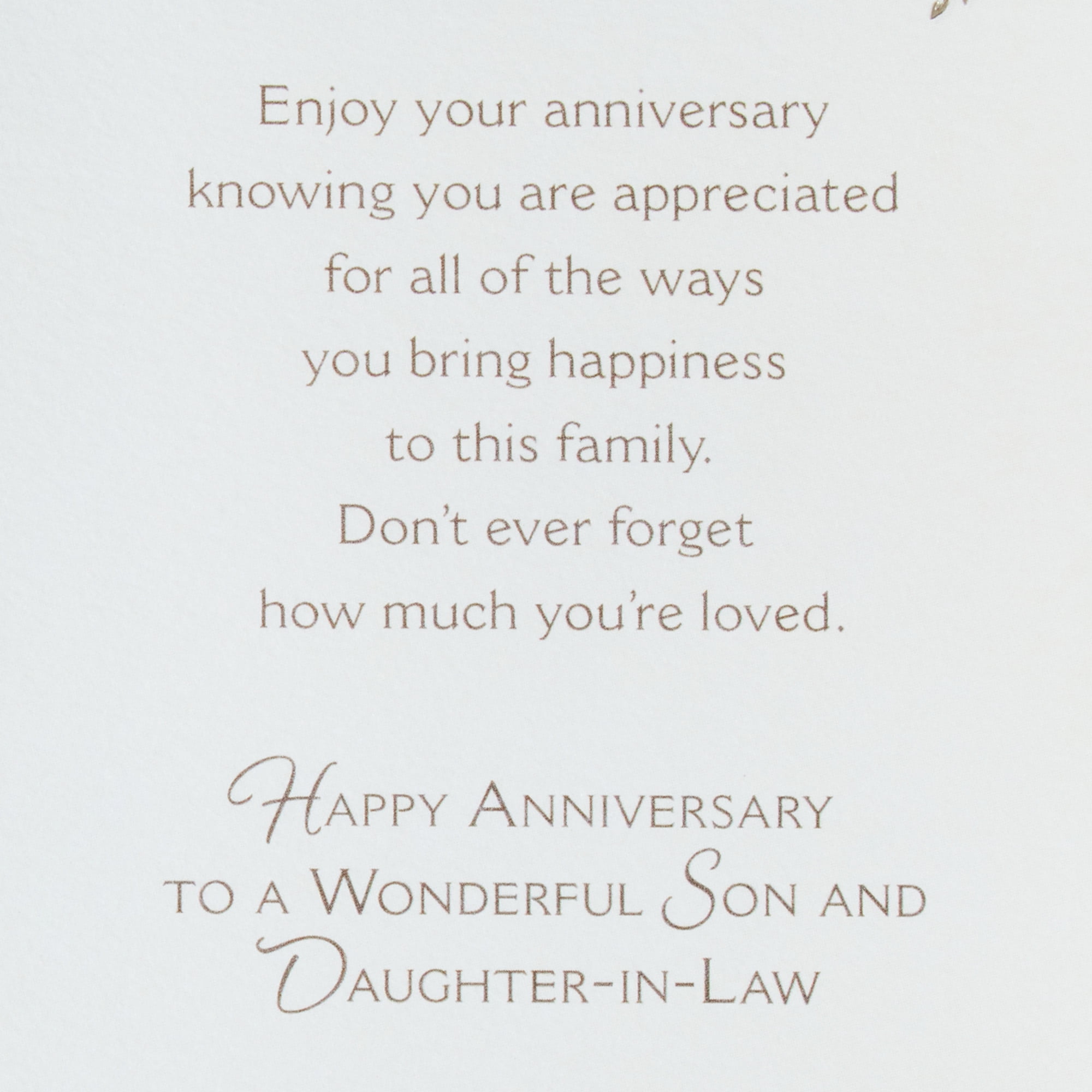 Hallmark Anniversary Card for Son and Daughter-in-Law (Don't Forget How Much You're Loved)