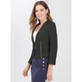 thumbnail image 4 of INSPIRE CHIC Oficina de trabajo para mujer, sin cuello, con cremallera, abrigo corto, traje, chaqueta, chaqueta cortada Negro L, 4 of 6