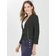 thumbnail image 4 of INSPIRE CHIC Oficina de trabajo para mujer, sin cuello, con cremallera, abrigo corto, traje, chaqueta, chaqueta cortada Negro L, 4 of 6