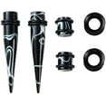 thumbnail image 4 of Vogem 50Pcs Ear Stretching Kit Tapers And Plugs Tunnels 14G-00G Marble Pattern Ear Piercing Taper kits Body Piercing Jewelry (Black), 4 of 5