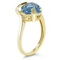 thumbnail image 2 of SZUL Women's Heart Shaped Blue Topaz and Diamond Curve Ring in 14K Yellow Gold, 2 of 3