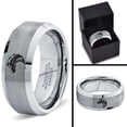 thumbnail image 4 of Tungsten Horse Bronco Equestrian Band Ring 8mm Men Women Comfort Fit Gray Bevel Edge Brushed Polished, 4 of 4