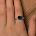 thumbnail image 3 of 1.5Ct Cushion Cut Lab Created Blue Sapphire Engagement Ring 14K White Gold Plated Silver, 3 of 4