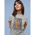 thumbnail image 2 of Girl And Flowers Linocut Art T-Shirt Women -Image by Shutterstock, Female x-Large, 2 of 4