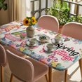 thumbnail image 3 of Spring Gnomes Table Cloths for 3 Foot Rectangle Tables, Farmhhouse Floral Botanical Rustic Patio Waterproof Elastic Fitted Tablecloths, Washable Rectangular Table Cover for Camping, 3 of 8