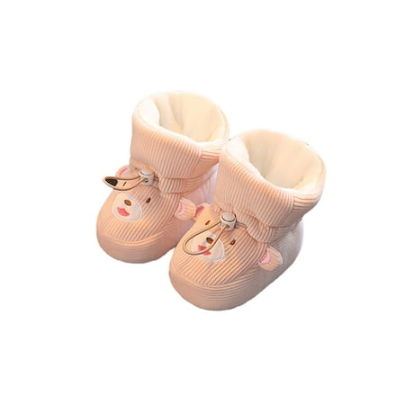 

Kesitin Infant Baby Crib Shoes First Walkers Winter Bootie Plush Lining Ankle Boot Non-slip Cute Stay On Socks Indoor Prewalker Booties Pink 5C