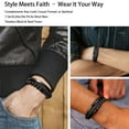 thumbnail image 4 of Men’s Black Lava Rock Leather Bracelet – Aromatherapy Diffuser Beads with “Love You Forever” Magnetic Clasp, 4 of 8