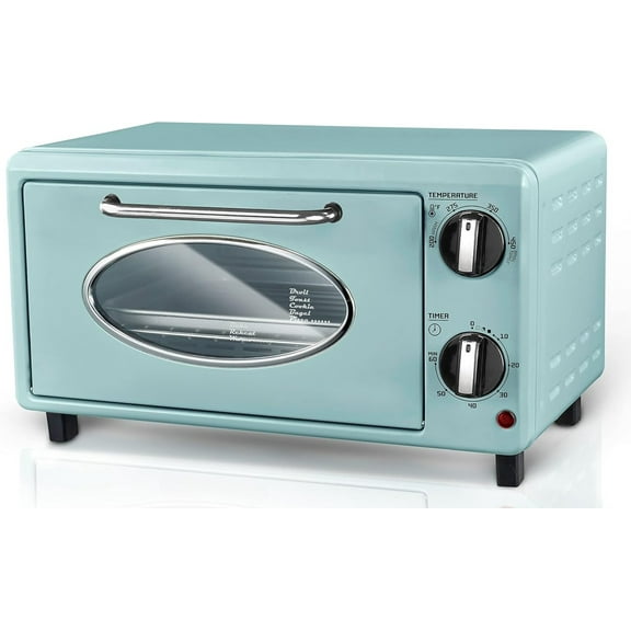 Maximatic Americana Collection ETO147M Diner 50’s Retro Countertop Toaster oven, Bake, Toast, Fits 8” Pizza, Mint