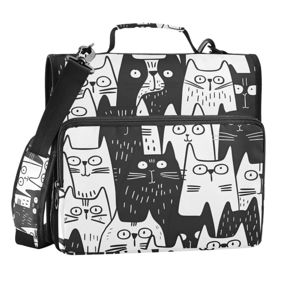 ALAZA Zipper Binder Cats Doodle 3 Ring Trapper Keeper File Folder Organizer Bag