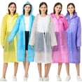 thumbnail image 1 of Ponchos de lluvia para adultos, mujeres y hombres (paquete de 2-5), impermeables de EVA reutilizables, chaquetas con capucha, equipo de lluvia impermeable portátil, 1 of 4