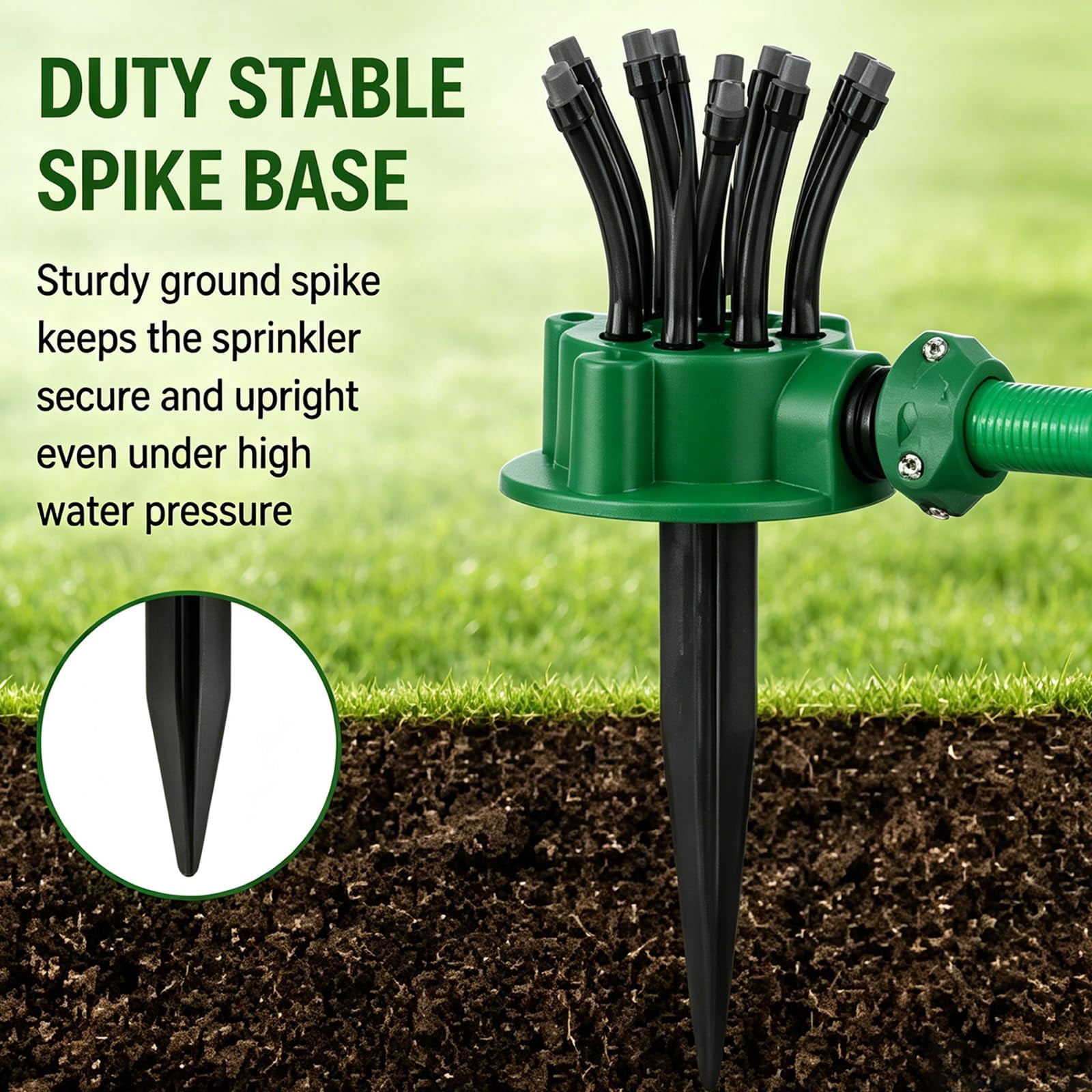 360° Coverage Precision Garden Irrigation Sprinkler, utomatic Rotating Lawn Sprinkler for Yard Large Area, Adjustable Water Saving System with Heavy Duty Spike Base for Grass