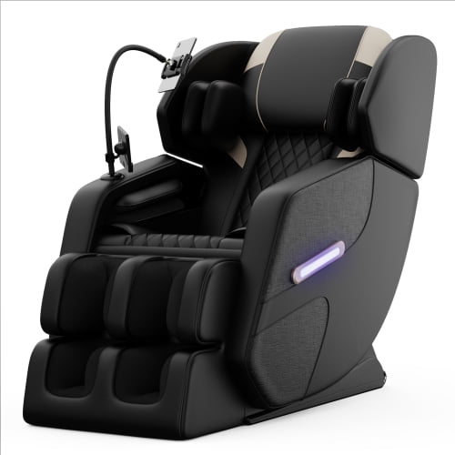 Xspracer Black Zero Gravity Full-Body Massage Chair with Heating, Airbags, Foot Roller, Bluetooth & Ambient Lighting, Ideal Gift for Relaxation & Wellness