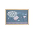 thumbnail image 1 of Retro Wall Art with Frame, Air Balloons on Polka Dots and Paisley Ornaments Art Print, Printed Fabric Poster for Bathroom Living Room, 35" x 23", Slate Blue Pale Pink, by Ambesonne, 1 of 2