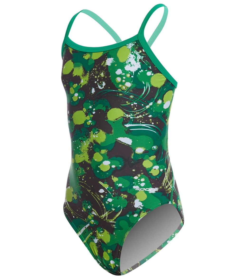 Sporti Paint Splatter Thin Strap One Piece Swimsuit Youth 22-28 (24Y ...