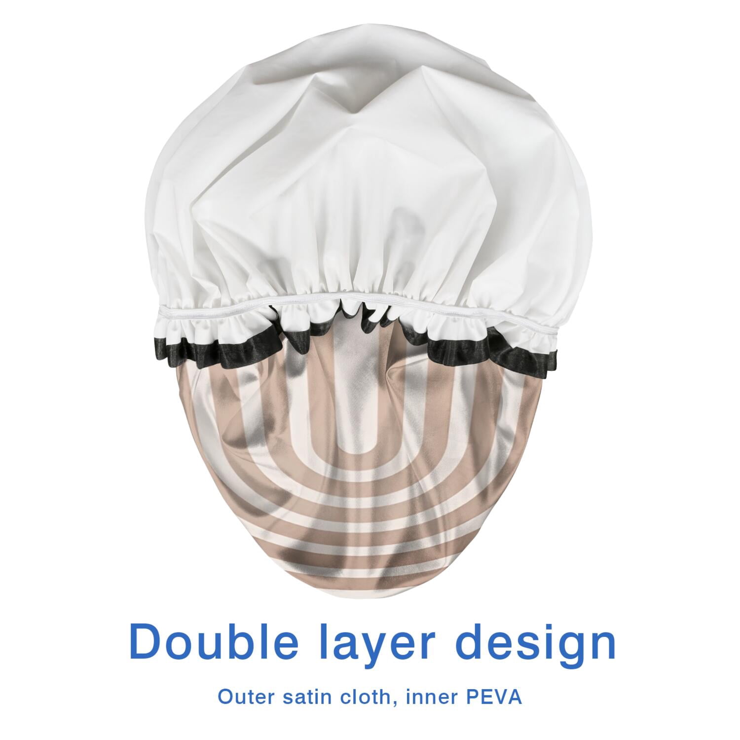 Shower Caps,Brown Boho Geometric and Plant Pattern Waterproof Shower Cap for Women 4 Pieces,Double Reusable Hair Cover for Shower PEVA Elastic Stretch Hem