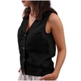 thumbnail image 4 of Aofany Plus Size Tank Tops for Women Summer Sleeveless Shirts V Neck Button Down Blouse, 4 of 7
