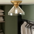 thumbnail image 4 of Evelyn&Zoe 12" Brushed Brass Metal/Glass Semi Flush Mount, 4 of 6