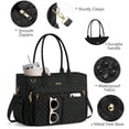 thumbnail image 7 of Teacher Tote Bag 15.6 inch Laptop Bag for Women, Work Bags Nurse Bible Bag Quilted Lightweight Laptop Tote Computer Briefcase for School Travel Office College, Black, 7 of 7