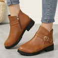 thumbnail image 2 of Hvyesh Women's Chunky Low Heel Ankle Boots Classic Round Toe Side Zipper Buckle Short Bootie 2025 Winter Pull On Spring Dress Shoes,Boots for Women Clearance, 2 of 7