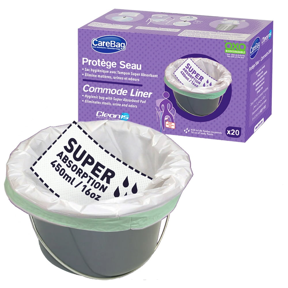 Carebag Commode Liners with Super Absorbent Pad, 20 Count Medical