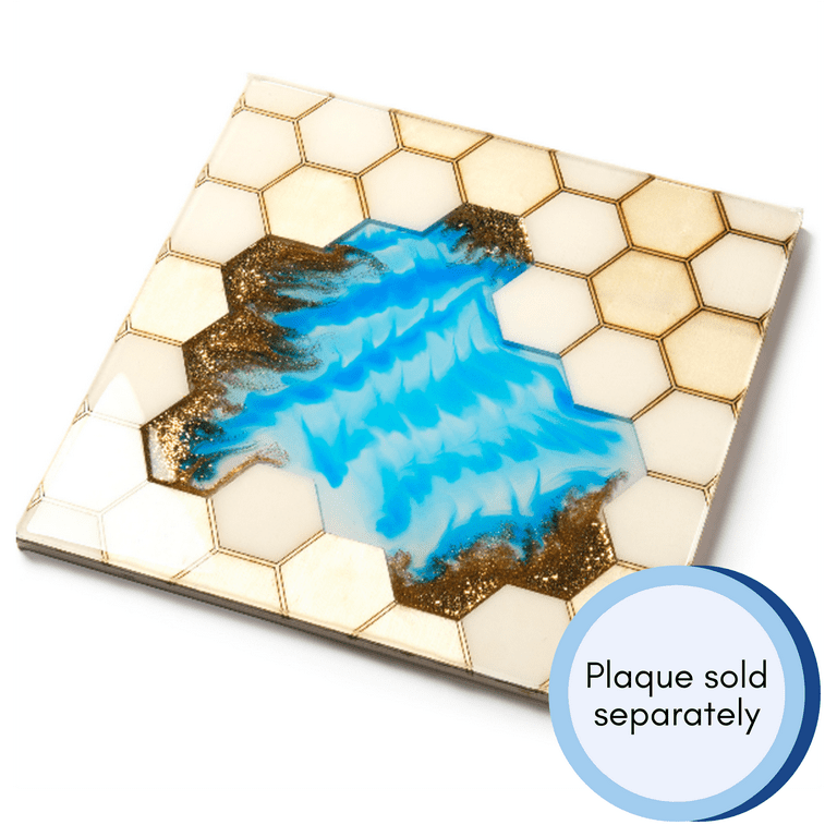Mod Podge Do-It-Yourself Resin Coaster Kit, Hexagon, Blue and Gold 
