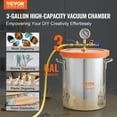 thumbnail image 2 of VEVOR 3 Gallon Vacuum Chamber, Upgraded Tempered Glass Lid Vacuum Degassing Chamber, 304 Stainless Steel Chamber, for Stabilizing Wood, Resin Degassing, Silicone Degassing and Plaster Degassing, 2 of 9