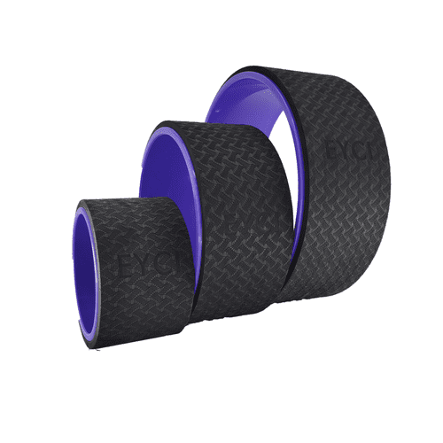 EYCI Yoga Wheel Roller 3 Pack for Back and Neck Pain Therapy, Yoga Prop Relieves Strain Muscles, Stretching, Improving Backbends and Flexibility, Black and Purple