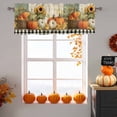 thumbnail image 6 of Thanksgiving Fall Valances for Windows, 54 x 18in, Pumpkin Flower Checkered Oil Painting Rod Pocket Kitchen Valance Curtain Light Filtering Window Treatments for Living Room Bedroom, 1 Panel, 6 of 7