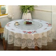 Tablecloth, Floral, Vinyl Printed 70 to 72 Inches Round