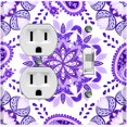 thumbnail image 1 of Metal Light Switch Plate Cover Mandala Purple White Paisley Flower Tile Pattern MDL091, 1 of 13