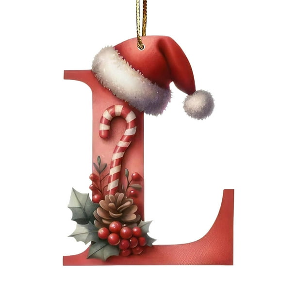 Adornos navideños colgantes con 26 letras para árbol de Navidad, adornos navideños personalizados para hacer tú mismo, decoración navideña, decoración colgante para árbol de Navidad.