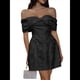 thumbnail image 2 of Vestidos de Cóctel Cortos de Satén para Adolescentes, con Hombros Descubiertos, para el Regreso A Casa y para Fiestas 2025. Negro L, 2 of 8