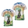 thumbnail image 3 of Happy St. Patrick’s Day Doberman Pinscher with Green Hat Shamrocks Rainbow All Over Print 3D Shirt Unisex Merch Doberman Dog Lover Gifts - 03007, 3 of 6